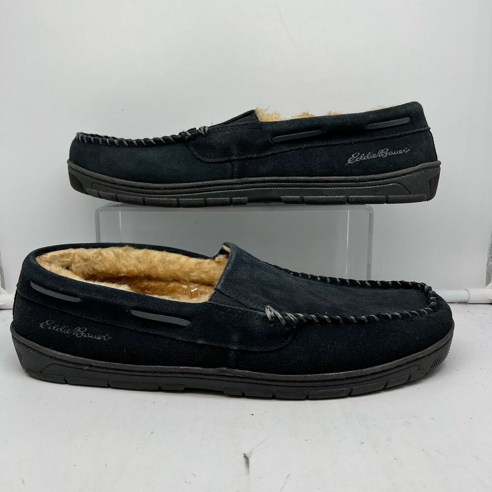 Eddie Bauer Suede Memory Foam Slippers Mens XXL 13 Blue West Haven